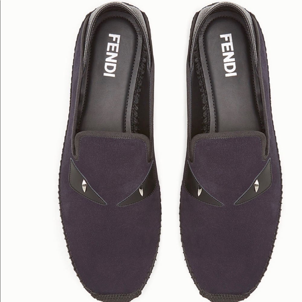 Fendi  Dark-blue leather Espadrilles